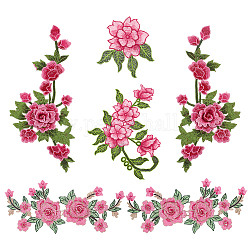 FINGERINSPIRE 6PCS Embroidery Peony Sew On Patch 3Styles 3D Pink Flora with Leaves Fabric Patch Polyester Embroidered Appliques for Hat Bag Jeans Repairing Crafts Clothing Cheongsam Decorations