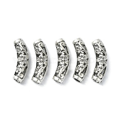 Hollow Tibetan Style Alloy Beads, Tube Beads, Antique Silver, 25.5x7mm, Hole: 4mm