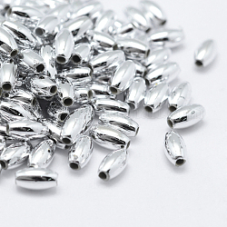 Placcatura di perle di plastica ecologiche, ovale, colore argento placcato, 8x4mm, Foro: 1 mm