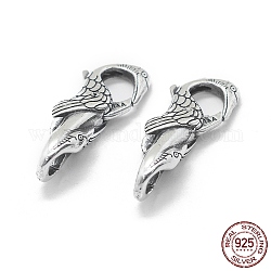 Thailand 925 Sterling Silver Lobster Claw Clasps, Animals, Antique Silver, 25x10x7mm, Hole: 4mm and 5.5mm