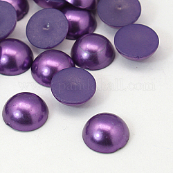 Half Round Domed Imitated Pearl Acrylic Cabochons, Blue Violet, 18x9mm
