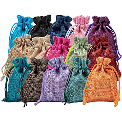 Sackleinen Packtaschen Tunnelzug Taschen, Mischfarbe, 9x7 cm, 2 Stk. je Farbe, 30 Stück / Set