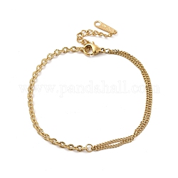 Ионное покрытие (ip) 304 овальный браслет из нержавеющей стали и браслет-цепочка для женщин, реальный 14k позолоченный, 6-3/4 дюйм (17 см)