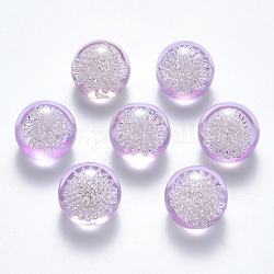 Transparent Acrylic Cabochons, Flat Back, with Iron Wire inside, Round, Silver Color Plated, Lilac, 20x17.5mm, bottom: 12mm