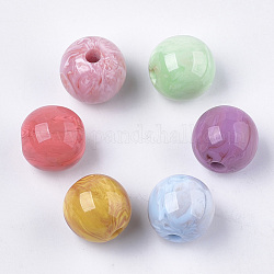 Perles en résine, pierre d'imitation, ronde, couleur mixte, 12mm, Trou: 2~2.5mm