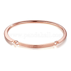 SHEGRACE Brass Bangles, with Word Love Yourself, Rose Gold, 2-3/8 inchx1-7/8 inch(6x4.8cm)