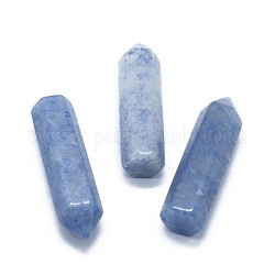 Natural Blue Aventurine Pointed Beads, Healing Stones, Reiki Energy Balancing Meditation Therapy Wand, No Hole/Undrilled, For Wire Wrapped Pendant Making, Bullet, 36.5~40x10~11mm