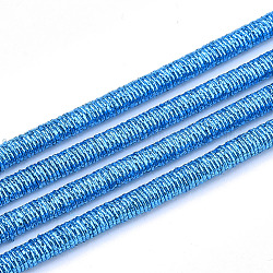 Cordones de poliéster & algodón, con la cadena de hierro en el interior, cielo azul profundo, 4mm, alrededor de 54.68 yarda (50 m) / paquete