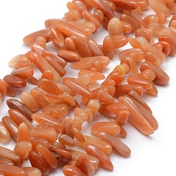 Natürlichen roten Aventurin Perlen Stränge, Chip, 12~21x5~8 mm, Bohrung: 1 mm, 15.3 Zoll (39 cm)