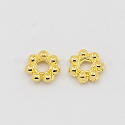 Perles d'espacement de marguerite de style tibétain, fleur, or, 5x1.5mm, Trou: 2mm