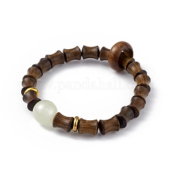 Bracelet extensible perlé colonne palissandre pour femme, café, diamètre intérieur: 2-1/2 pouce (6.2 cm)