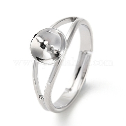 Impostazioni regolabili su anello di ottone regolabile, componenti degli anelli, per mezzo forato perle, Vero platino placcato, diametro interno: 15.1mm, vassoio: 6.5mm