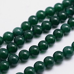 Runde natürliche Achat Perle Stränge, gefärbt, dunkelgrün, 8 mm, Bohrung: 1 mm, ca. 49 Stk. / Strang, 15.74 Zoll