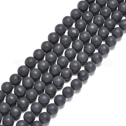 Chapelets de perles perles en agate noire naturelle, ronde, mat, noir, 8mm, Trou: 1mm, Environ 48~50 pcs/chapelet, 15~15.5 pouce