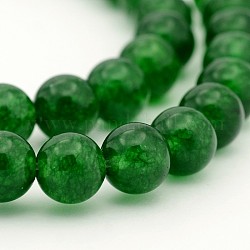 Chapelets de perles rondes en jade blanc naturel teinté, Grade a, verte, 8mm, Trou: 1mm, Environ 50 pcs/chapelet, 15 pouce