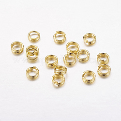 Anelli di ferro spezzati, anelli di salto a doppio anello,  cadmio& piombo libero, oro, 4x1.4mm, circa  3.3mm diametro interno, circa 20000pcs/1000g