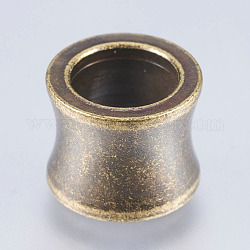 304 perline in acciaio inossidabile, perline con foro grande, tamburo, bronzo antico, 11x10x8mm, Foro: 6.5 mm