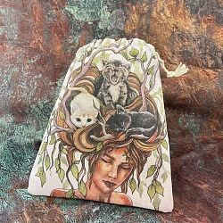 Bolsas de embalaje de tela de lona con tema de tarot mochilas de cuerdas, Rectángulo, Patrón humano, 15~18x13~14 cm