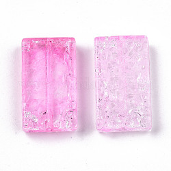 Transparent Crackle Acrylic Beads, Rectangle, Pearl Pink, 25x14x5mm, Hole: 1.2mm