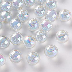 Transparente Acryl Perlen, Perle in Perlen, AB Farbe, Runde, Kornblumenblau, 9.5x9 mm, Bohrung: 2 mm