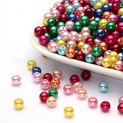 Abalorios de acrílico de la perla de imitación, teñido, redondo, color mezclado, 6x5.5mm, agujero: 1.5~2 mm, aproximamente 4500 unidades / libra