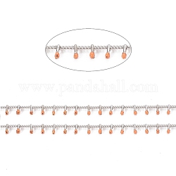Handgefertigte Perlenkette aus Messing, Panzerketten, mit Emaille, langlebig plattiert, ungeschweißte, mit Spule, orange, 2x1.5x0.8 mm, Charme: 6x2x2mm, ca. 32.8 Fuß (10m)/Rolle