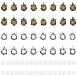 Chgcraft 32 set di pendenti con castone ovale antico vassoi kit per la creazione di ciondoli fai da te, inclusi impostazioni di cabochon per ciondoli in stile tibetano e cabochon in vetro per la creazione di gioielli con ciondoli per la laurea