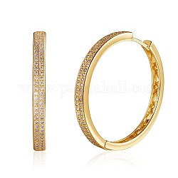 Массивные серьги-кольца с кубическим цирконием, украшения из латуни для женщин, золотые, 34.5 мм