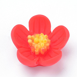 Resin Beads, Flower, Red, 20x21x9mm, Hole: 1mm