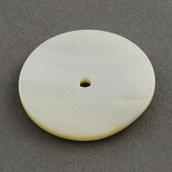 Natural Sea Shell Beads, Disc/Flat Round, Heishi Beads, Seashell Color, 8x1.5mm, Hole: 1mm