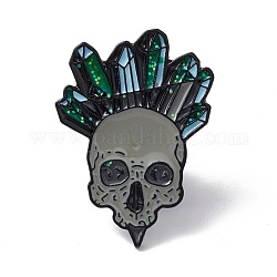 Skull Enamel Pin, Halloween Alloy Brooch for Backpack Clothes, Electrophoresis Black, Colorful, 35x26x1.5mm