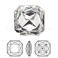 Austrian Crystal Rhinestone Cabochons, 4675, Crystal Passions, Foil Back, Faceted Square Fancy Stone, 001_Crystal, 23x23x7mm