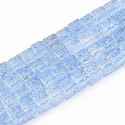 Crackle Glass Beads, Dyed & Heated, Square, Cornflower Blue, 6x6x6mm, Hole: 1.4mm, about 60~61pcs/strand, 14.96 inch(38cm)