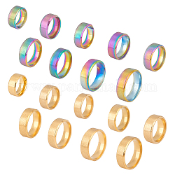 Unicacraftale 18 pz 18 stili in titanio e 201 anelli per dito a fascia semplice in acciaio inossidabile da donna, colore misto, diametro interno: 15.25~22.4mm, 1pc / style