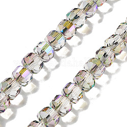 Electroplate Rondelle Glass Beads Strands, Full Rainbow Plated, Faceted, Gainsboro, 7.5x7mm, Hole: 1.4mm, about 70pcs/strand, 19.69''(50cm)