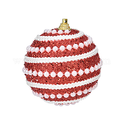 Décoration de pendentif boule de mousse collante en poudre de perle, pour les décorations suspendues au sapin de Noël, rouge, 80mm