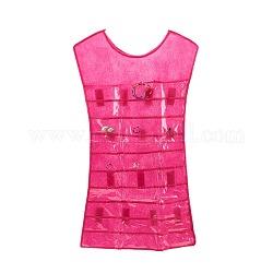 Borse da esposizione appese per gioielli in tessuto non tessuto, borse portaoggetti armadio a muro, con pvc trasparente, rosa intenso, 75x41x0.1cm