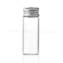 Botellas de vidrio grano contenedores, Tubos de almacenamiento de cuentas con tapa de rosca y tapa de aluminio chapada en color plateado., columna, Claro, 2.2x6 cm, capacidad: 12ml (0.41fl. oz)