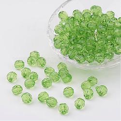 Transparente Acryl Perlen, facettiert, Runde, hellgrün, 8 mm, Bohrung: 1.5 mm, ca. 1800 Stk. / 500 g