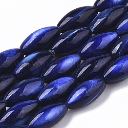 Shell perle naturali di acqua dolce, tintura, riso, blu, 11x5mm, Foro: 0.8 mm, circa 32 pcs/filo, 13.98 pollice (35.5 cm)