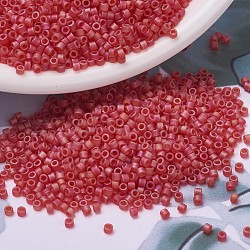 Perles miyuki delica petites, cylindre, Perles de rocaille japonais, 15/0, (dbs0856) mat transparent rouge orange ab, 1.1x1.3mm, Trou: 0.7mm, environ 175000 pcs / sachet , 50 g / sac