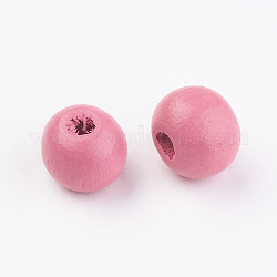 Des perles en bois naturel, teinte, ronde, rose chaud, 8x7mm, Trou: 2~3mm, environ 2770 pcs/500 g