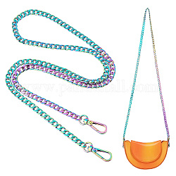 Asas de bolso con cadena curva de aleación pandahall elite zine, con cierres giratorios, para accesorios de reemplazo de bolsas, color del arco iris, 100x0.8x0.25 cm, 1pc / caja
