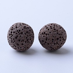 Perles de pierre de lave naturelle non cirées, pour perles d'huile essentielle de parfum, perles d'aromathérapie, teinte, ronde, sans trou, brun, 8~9mm