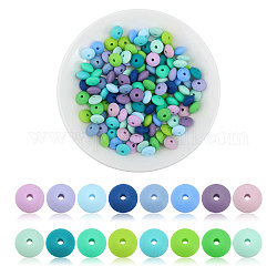 Chgcraft 160 pièces 16 couleurs rondelle de qualité alimentaire perles de boulier en silicone écologiques, perles à mâcher pour les jouets de dentition, Diy soins infirmiers colliers faisant, couleur mixte, 11.5~12x6mm, Trou: 2.2~3mm, 10 pcs / couleur