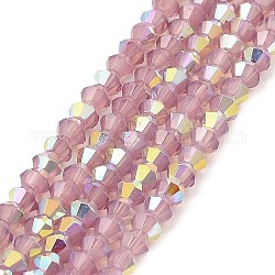 Chapelets de perles en verre peint, imitation opalite, facette, de couleur plaquée ab , Toupie, rouge violet pâle, 4.5x4mm, Trou: 0.8mm, Environ 88~89 pcs/chapelet, 13.11'' (33.3 cm)