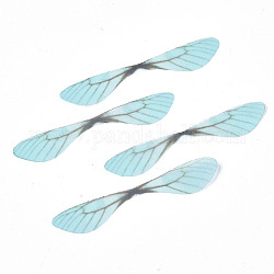 Polyester Fabric Wings Crafts Decoration, for DIY Jewelry Crafts Earring Necklace Hair Clip Decoration, Dragonfly Wing, Pale Turquoise, 60~60x11~13mm