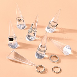Plastic Ring Display, Cone, Clear, 23~25x60~69mm