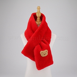 Bufanda de cuello ajustable para niños y niñas de piel sintética de conejo de poliéster, invierno otoño niños lindo oso collar bufanda, rojo, 830~1300mm
