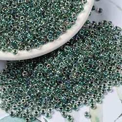 Perline rotonde miyuki rocailles, perline giapponesi, 8/0, (rr277) cristallo rivestito di calce ab, 8/0, 3mm, Foro: 1 mm, circa 19000~20500pcs/libbra